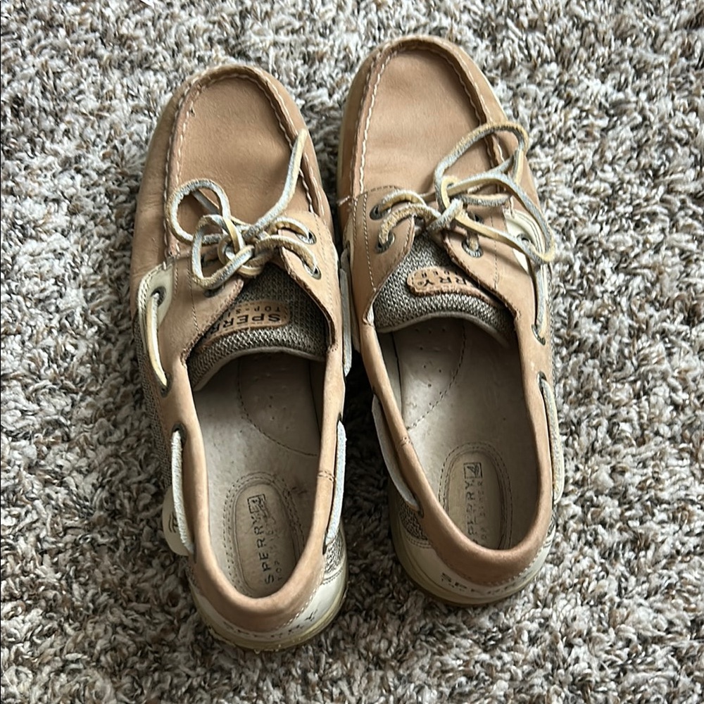 Sperry Beige Leather Boat Shoes
